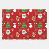 Magical Christmas – Santa, Reindeer & Snowflakes Inpakpapier Vel (Voorkant)