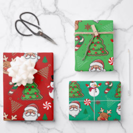 Magical Christmas – Santa, Reindeer & Snowflakes Inpakpapier Vel