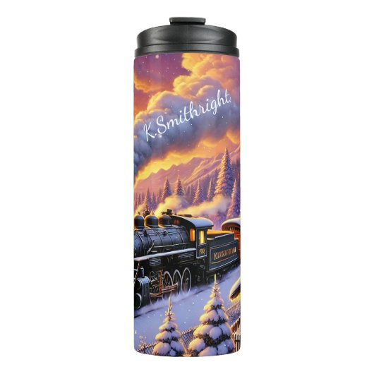 Magical Christmas Train Winter Landscape Thermosbeker (Voorkant)