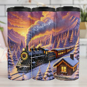 Magical Christmas Train Winter Landscape Thermosbeker