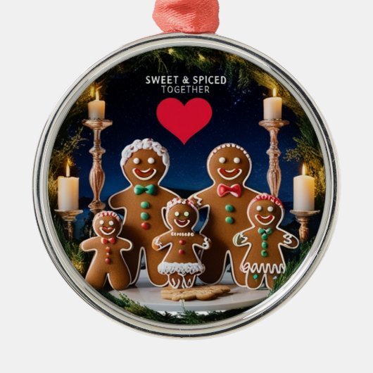 Magical Cinematic Gingerbread Family Wreath  Metalen Ornament (Voorkant)