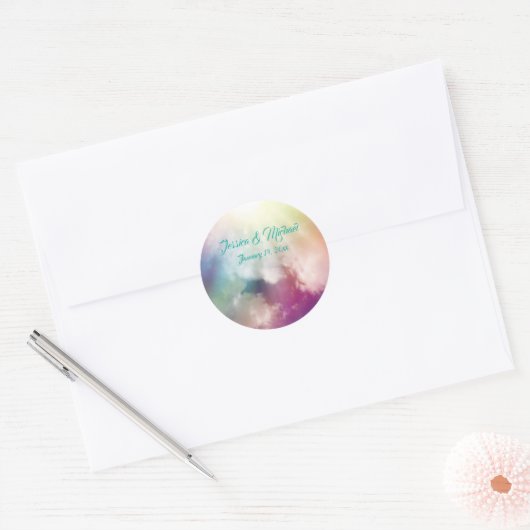 Magical Clouds Heavenly Cloudscape Wedding Ronde Sticker (Envelop)