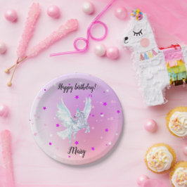 Magical color start white unicorn papieren bordje