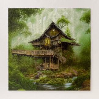 Magical Cottage House in greenery Scene Forest Pos Legpuzzel