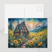 Magical Cottage with Sunflower Field Briefkaart (Voorkant / Achterkant)