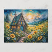 Magical Cottage with Sunflower Field Briefkaart (Voorkant)