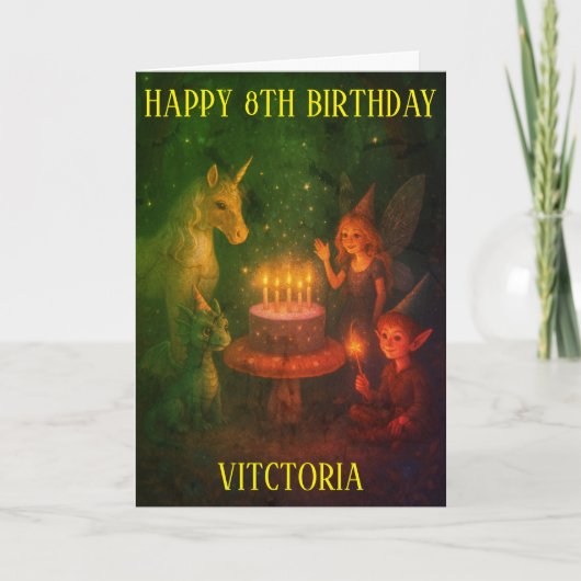Magical Creatures Birthday Party Custom Birthday Kaart (Voorkant)