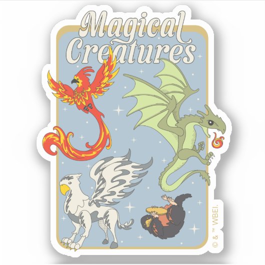 Magical Creatures Vintage Graphic Sticker (Voorkant)