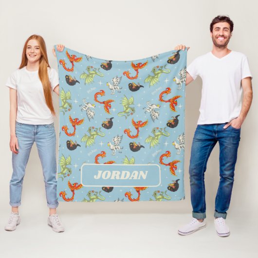 Magical Creatures Vintage Pattern Fleece Deken (In situ)