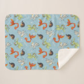 Magical Creatures Vintage Pattern Sherpa Deken (Voorkant (horizontaal))