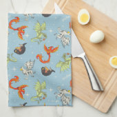 Magical Creatures Vintage Pattern Theedoek (Quarter Fold)