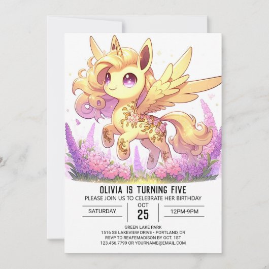 Magical Custom Unicorn Digitale Verjaardag Kaart (Voorkant)