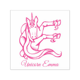 Magical Cute Monogram E Unicorn Emma of Jouw tekst Zelfinktende Stempel
