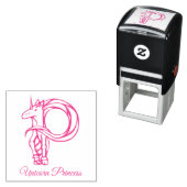 Magical Cute Monogram P Custom Unicorn Princess Zelfinktende Stempel (In situ)