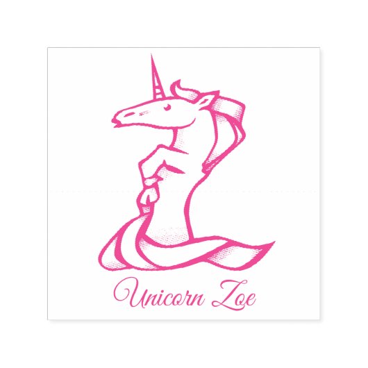 Magical Cute Monogram Z Unicorn Zoe of Jouw tekst Zelfinktende Stempel (Design)