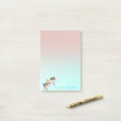 Magical Cute Rainbow Unicorn, Ombre-Personalized Post-it® Notes (Op bureau)