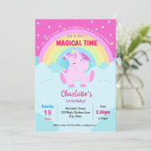 Magical Cute Unicorn Birthday Kaart (Staand voorkant)
