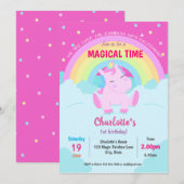 Magical Cute Unicorn Birthday Kaart (Voorkant / Achterkant)