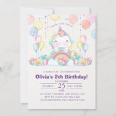 Magical cute unicorn girl birthday celebration kaart (Voorkant)