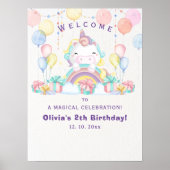Magical cute unicorn girl birthday celebration poster (Voorkant)