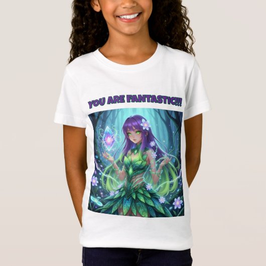 Magical Cyber Forest Fairy Girl T-Shirt for Kids (Voorkant)