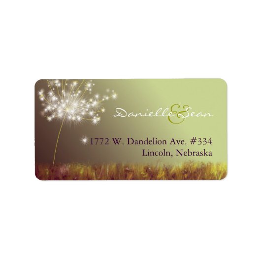 Magical Dandelion Wedding Address Etiket (Voorkant)
