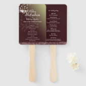 Magical Dandelions Burgundy Wedding Programme Handwaaier (Voorkant en achterkant)