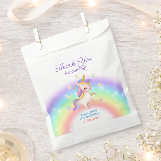 Magical Day Rainbow Stars Unicorn Birthday Bedankzakje (Geknipt)