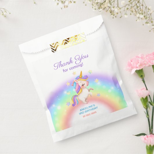 Magical Day Rainbow Stars Unicorn Birthday  Bedankzakje (Gezegeld)