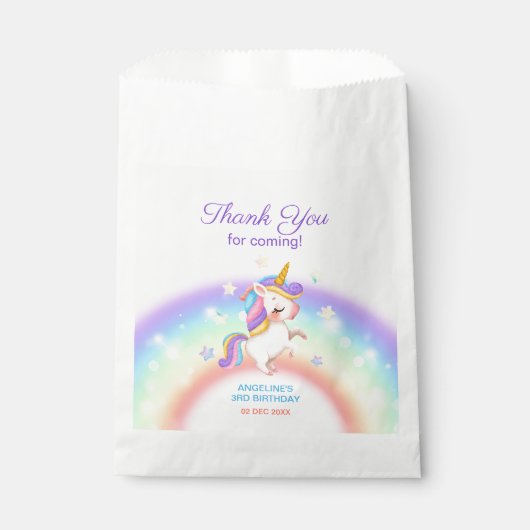 Magical Day Rainbow Stars Unicorn Birthday  Bedankzakje (Voorkant)