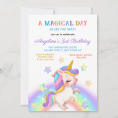 Magical Day Rainbow Stars Unicorn Birthday  Kaart (Voorkant)