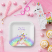 Magical Day Rainbow Stars Unicorn Birthday Papieren Bordje (Feest)
