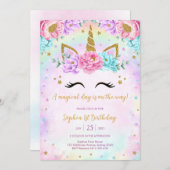 Magical Day Unicorn and Rainbows Birthday Kaart (Voorkant / Achterkant)