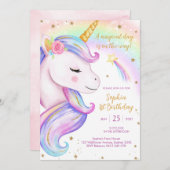 Magical Day Unicorn and Rainbows Birthday Kaart (Voorkant / Achterkant)