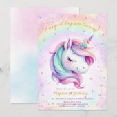 Magical Day Unicorn and Rainbows Birthday Kaart (Voorkant / Achterkant)