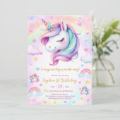 Magical Day Unicorn and Rainbows Birthday Kaart (Staand voorkant)