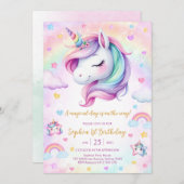 Magical Day Unicorn and Rainbows Birthday Kaart (Voorkant / Achterkant)