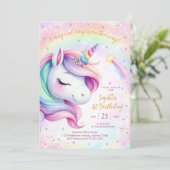 Magical Day Unicorn and Rainbows Birthday Kaart (Staand voorkant)