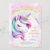 Magical Day Unicorn and Rainbows Birthday Kaart (Voorkant / Achterkant)
