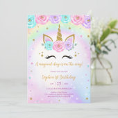 Magical Day Unicorn and Rainbows Birthday Kaart (Staand voorkant)