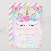 Magical Day Unicorn and Rainbows Birthday Kaart (Voorkant / Achterkant)