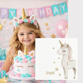 Magical Day Unicorn Girl Birthday Party Cocktail Servet