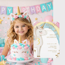Magical Day Unicorn Girl Birthday Party Kaart