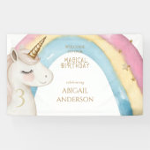 Magical Day Unicorn Girl Birthday Party Welcome Spandoek (Horizontaal)