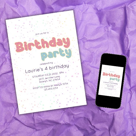 Magical Day Unicorn Pastel Rainbow Confetti Girly Kaart