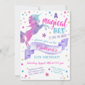 Magical Day Unicorn Tie Dye Birthday Invitation Kaart (Voorkant)