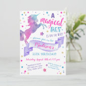 Magical Day Unicorn Tie Dye Birthday Invitation Kaart (Staand voorkant)