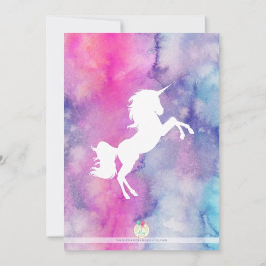 Magical Day Unicorn Tie Dye Birthday Invitation Kaart (Achterkant)