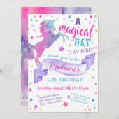 Magical Day Unicorn Tie Dye Birthday Invitation Kaart (Voorkant / Achterkant)