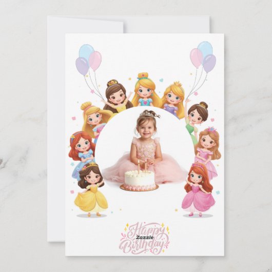 Magical Disney Princess Birthday Card for Girls Feestdagenkaart (Achterkant)